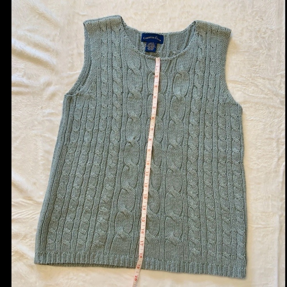Charter Club Sage Green Cable Knit Sweater Vest Size Small. - Picture 6 of 7